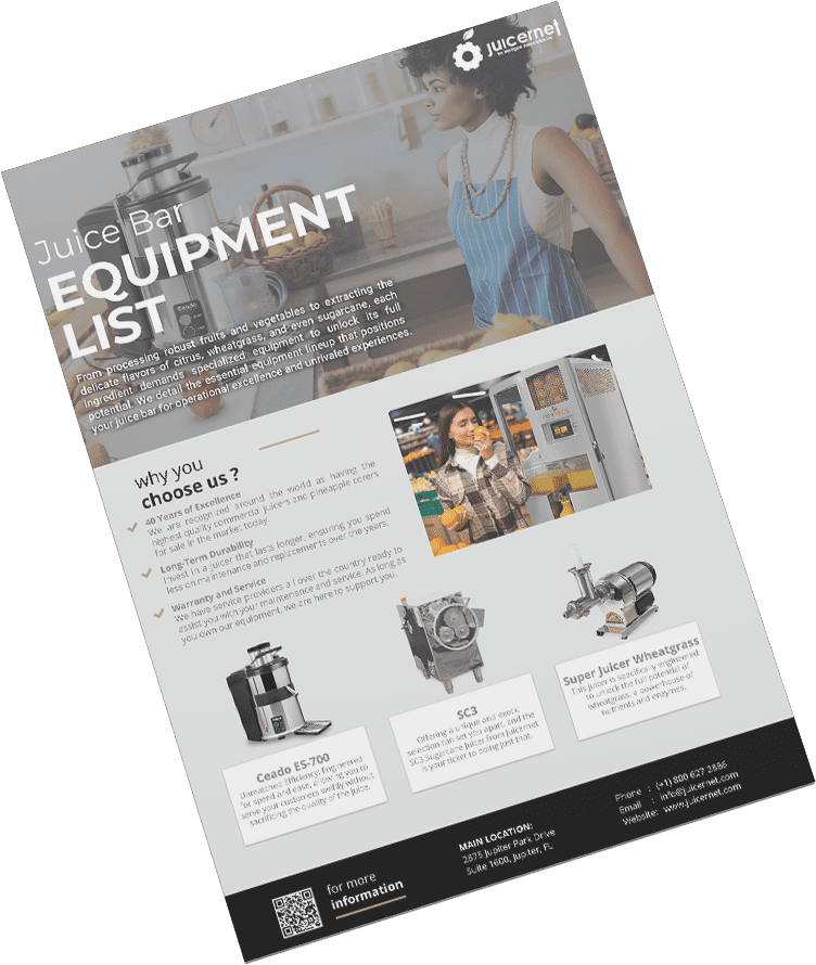 Graphic of a Juice Bar Equipment List White Paper